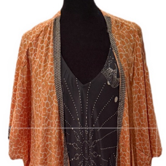 Johnny Was BIYA Black Silk Rea Dress with tiger graphics - sleeveless flowyyy lg - Picture 7 of 15